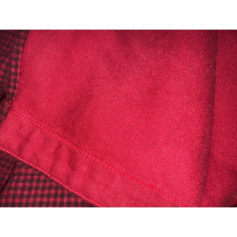 J Crew heavy duty Sportsman Outfitter red black check lined Shacket button up XL